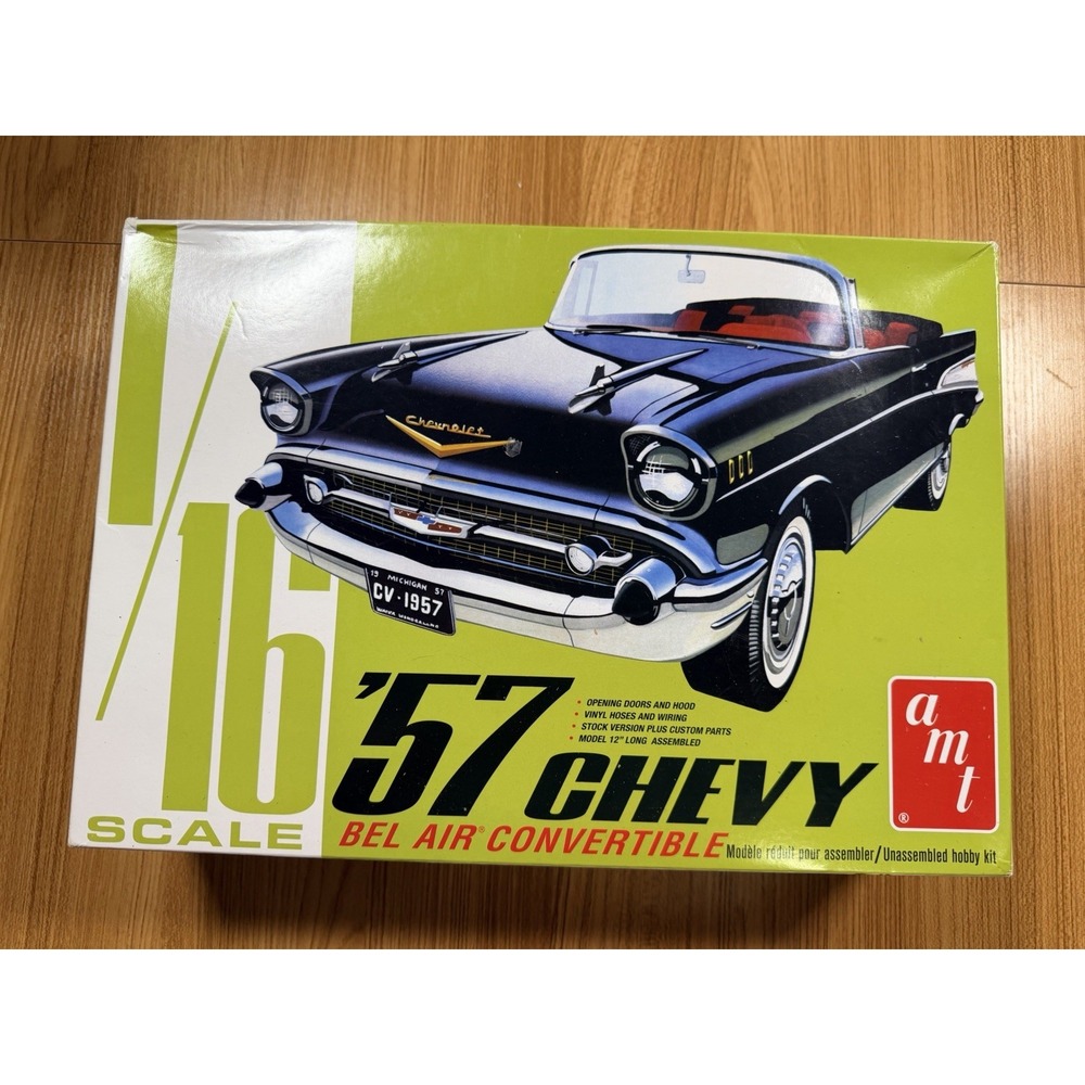AMT 1/16 Scale 1957 Chevy Bel Air Convertible Plastic Model Kit Started